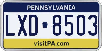 PA license plate LXD8503