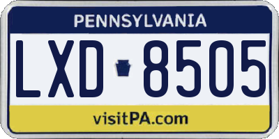 PA license plate LXD8505