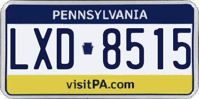 PA license plate LXD8515