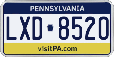 PA license plate LXD8520