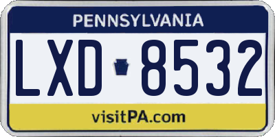 PA license plate LXD8532
