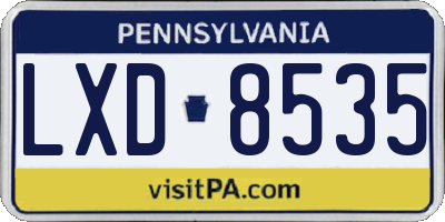 PA license plate LXD8535