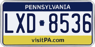 PA license plate LXD8536