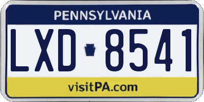 PA license plate LXD8541