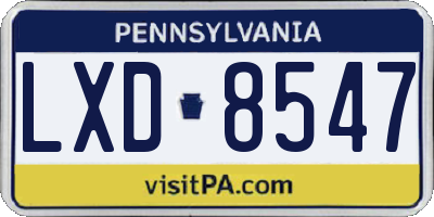 PA license plate LXD8547