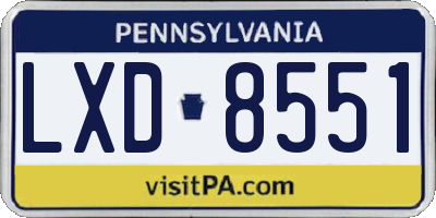 PA license plate LXD8551