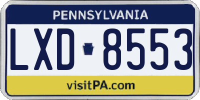 PA license plate LXD8553