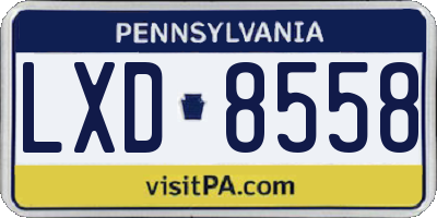 PA license plate LXD8558