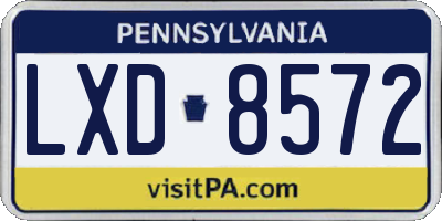 PA license plate LXD8572