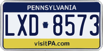 PA license plate LXD8573