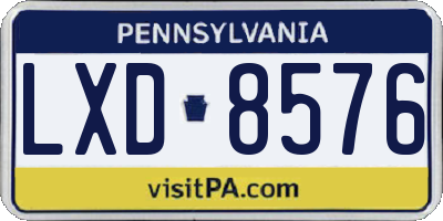 PA license plate LXD8576