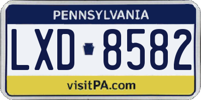 PA license plate LXD8582