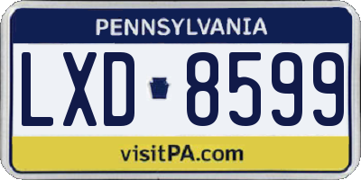 PA license plate LXD8599