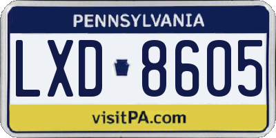 PA license plate LXD8605