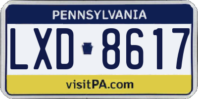 PA license plate LXD8617