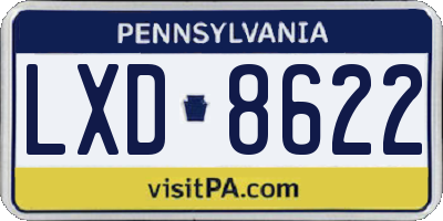 PA license plate LXD8622