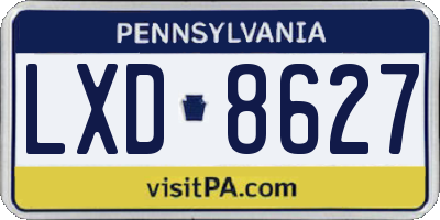 PA license plate LXD8627