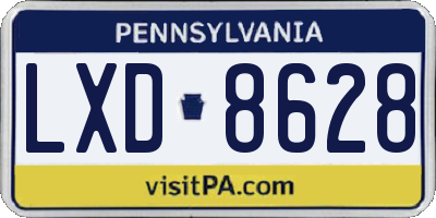 PA license plate LXD8628