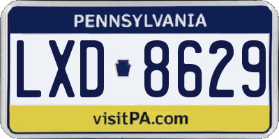 PA license plate LXD8629