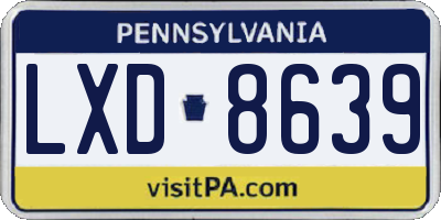 PA license plate LXD8639