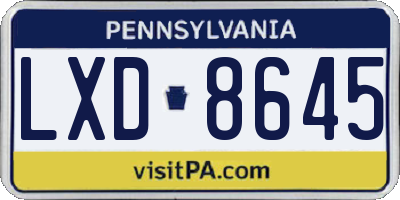 PA license plate LXD8645