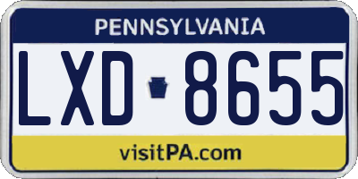 PA license plate LXD8655