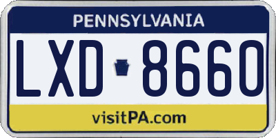 PA license plate LXD8660