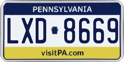 PA license plate LXD8669