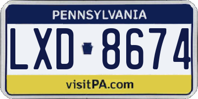 PA license plate LXD8674