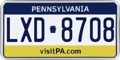 PA license plate LXD8708
