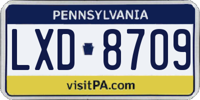 PA license plate LXD8709