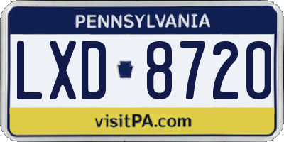 PA license plate LXD8720