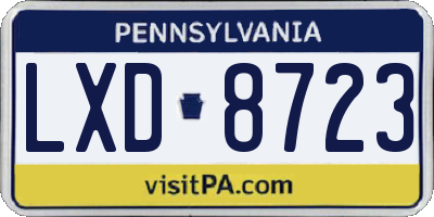 PA license plate LXD8723