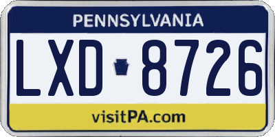 PA license plate LXD8726