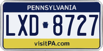 PA license plate LXD8727