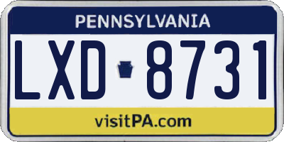 PA license plate LXD8731