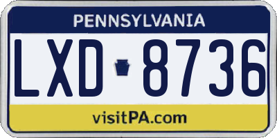 PA license plate LXD8736