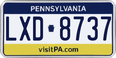 PA license plate LXD8737