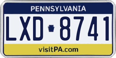 PA license plate LXD8741