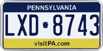PA license plate LXD8743