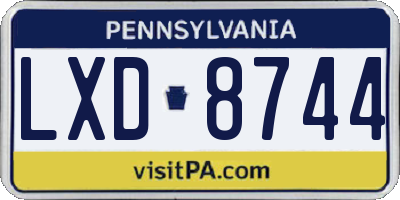 PA license plate LXD8744