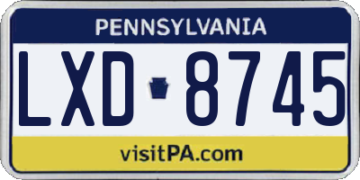 PA license plate LXD8745