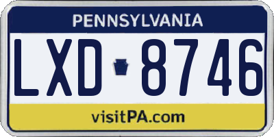 PA license plate LXD8746