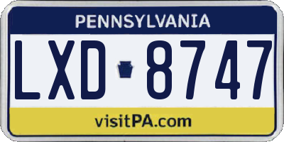 PA license plate LXD8747