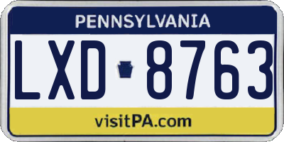 PA license plate LXD8763