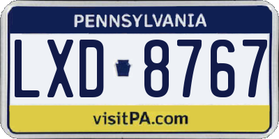 PA license plate LXD8767