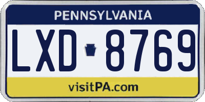 PA license plate LXD8769