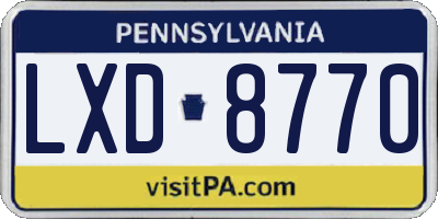 PA license plate LXD8770