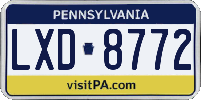 PA license plate LXD8772