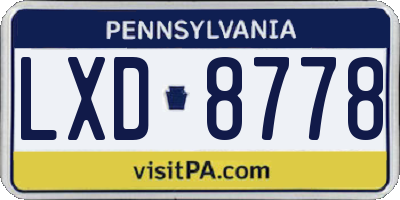 PA license plate LXD8778